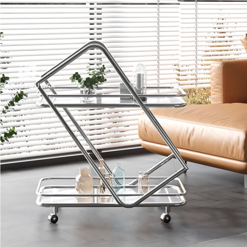 34.64" High Modern Style Prep Table Rolling Metal Prep Table for Home