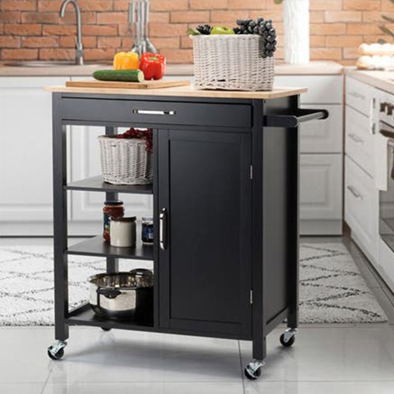 Modern Style 35.83"H Rolling Kitchen Cart Wood Rectangular Kitchen Island Cart