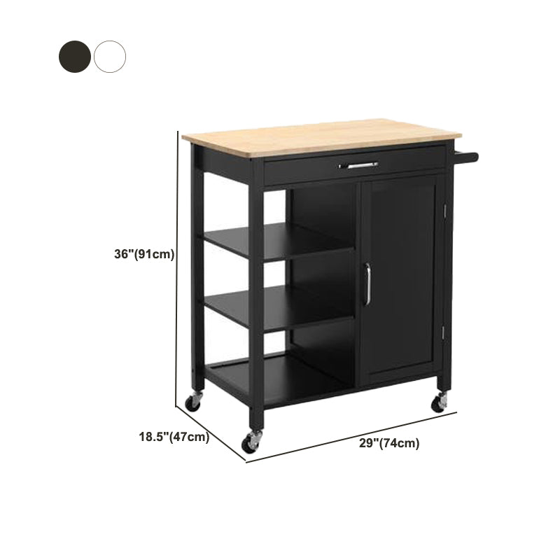 Modern Style 35.83"H Rolling Kitchen Cart Wood Rectangular Kitchen Island Cart
