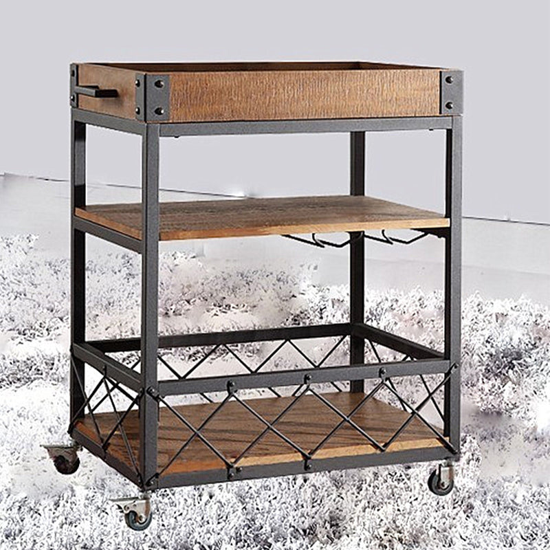 31.50" High Rolling Traditional Kitchen Trolley Wooden Kitchen Trolley for Dining Room