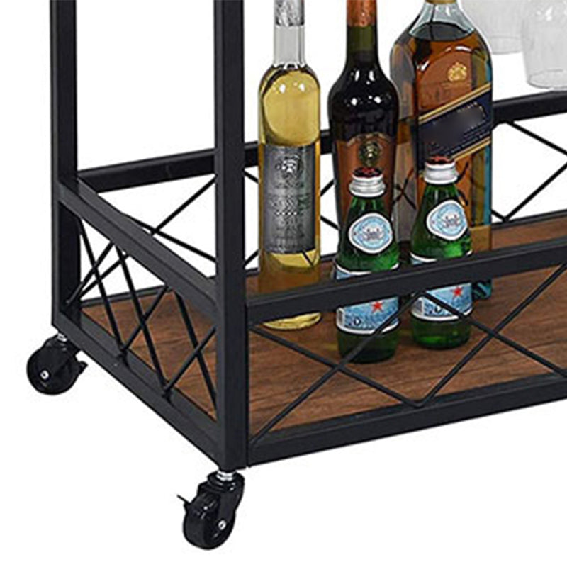 31.50" High Rolling Traditional Kitchen Trolley Wooden Kitchen Trolley for Dining Room