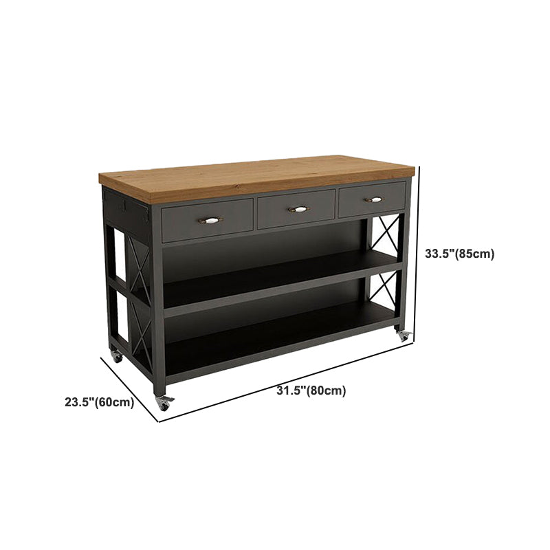 33.46" High Rolling Modern Kitchen Trolley Metal Kitchen Trolley for Dining Room