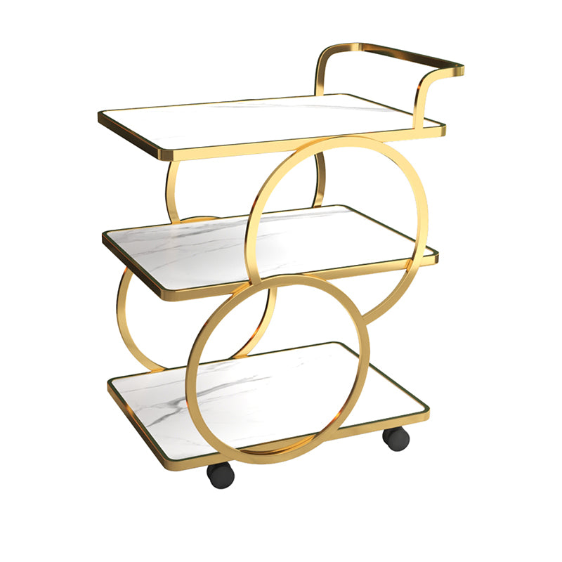 Contemporary 31.5"H Rolling Prep Table Rectangular Metal Prep Table for Dining Room