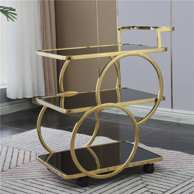 Contemporary 31.5"H Rolling Prep Table Rectangular Metal Prep Table for Dining Room