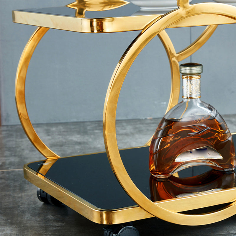 Contemporary 31.5"H Rolling Prep Table Rectangular Metal Prep Table for Dining Room