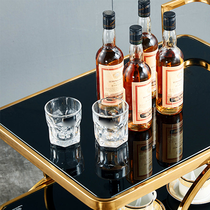 Contemporary 31.5"H Rolling Prep Table Rectangular Metal Prep Table for Dining Room