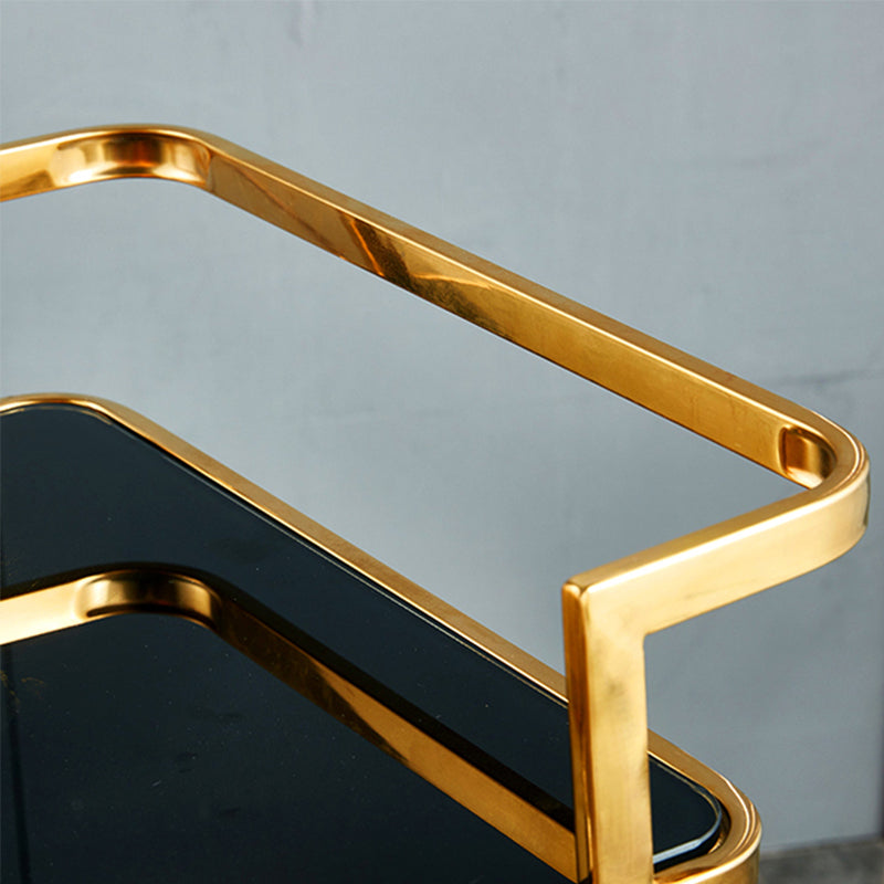 Contemporary 31.5"H Rolling Prep Table Rectangular Metal Prep Table for Dining Room