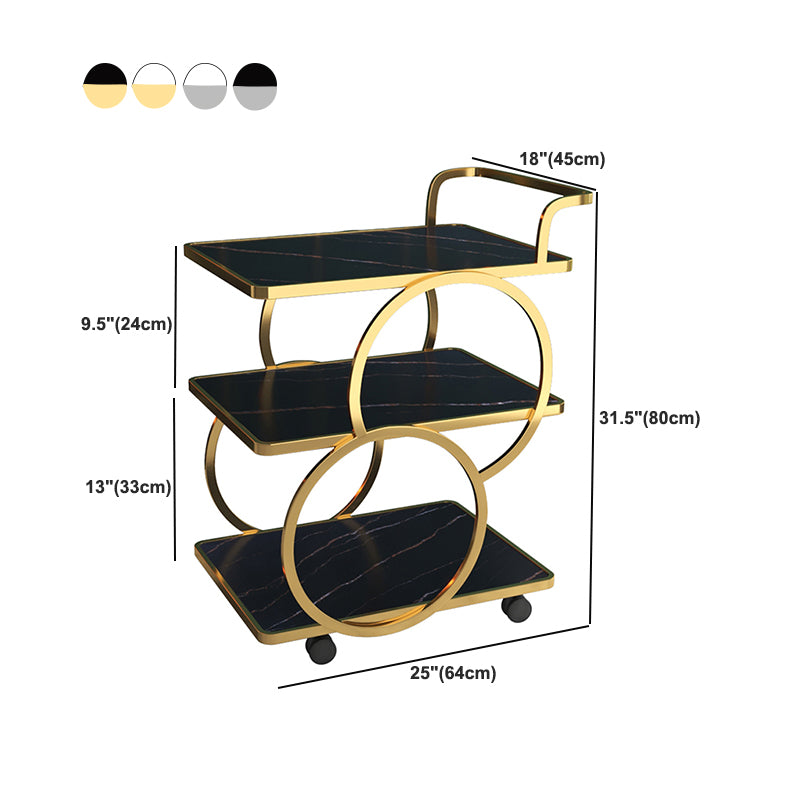 Contemporary 31.5"H Rolling Prep Table Rectangular Metal Prep Table for Dining Room