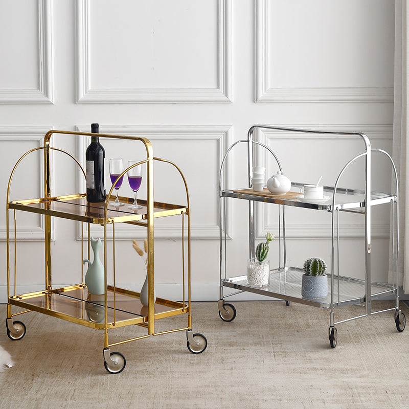 30.71" High Modern Prep Table Rolling Metal Prep Table for Dining Room