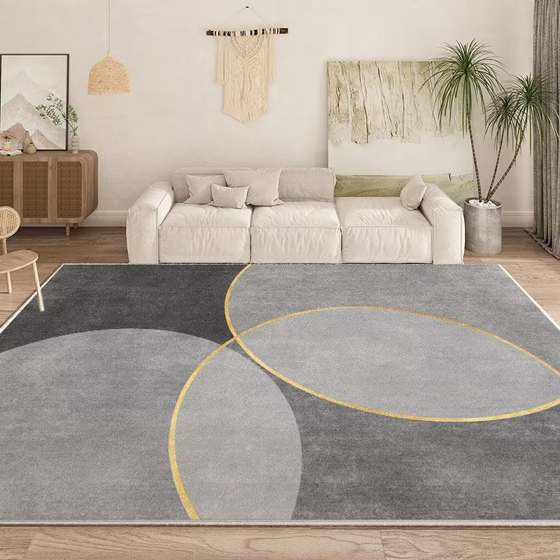 Rectangle Shape Abstract Pattern Rug Stain Resistant Loom Rug for Bedroom