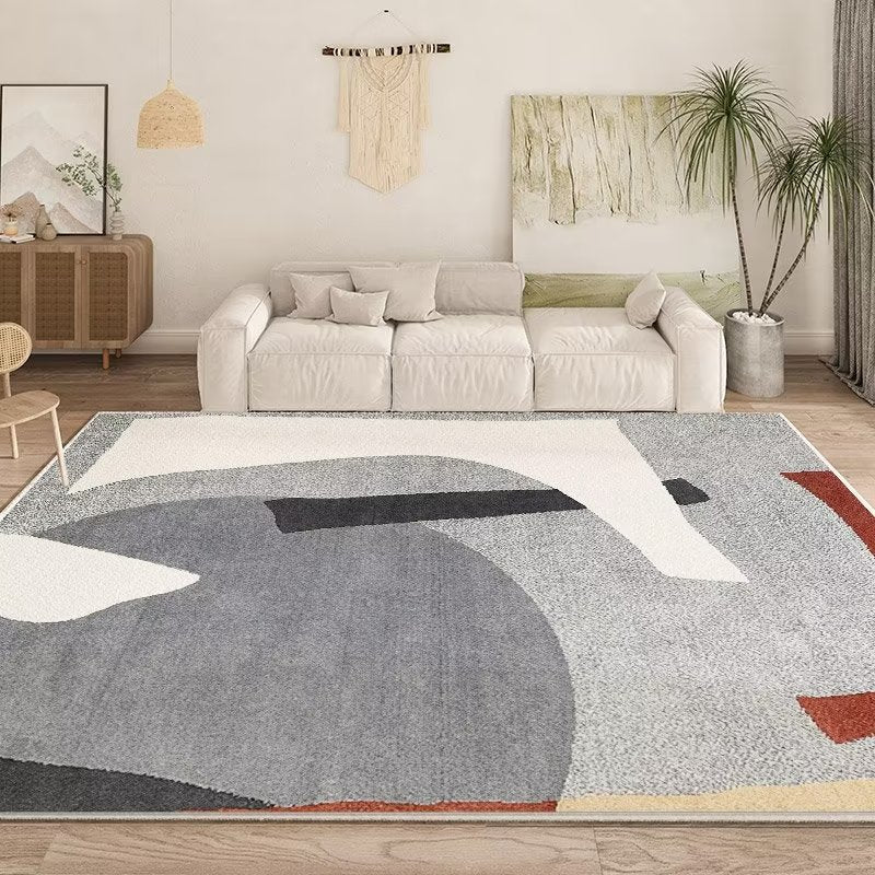 Rectangle Shape Abstract Pattern Rug Stain Resistant Loom Rug for Bedroom