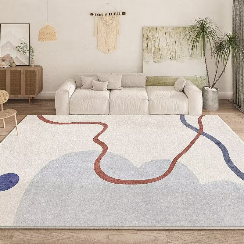 Rectangle Shape Abstract Pattern Rug Stain Resistant Loom Rug for Bedroom