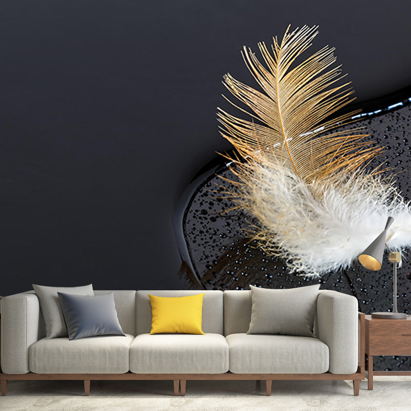 Feather Decorative Wall Mural Stain Resistant Photography Living Room Wall Mural