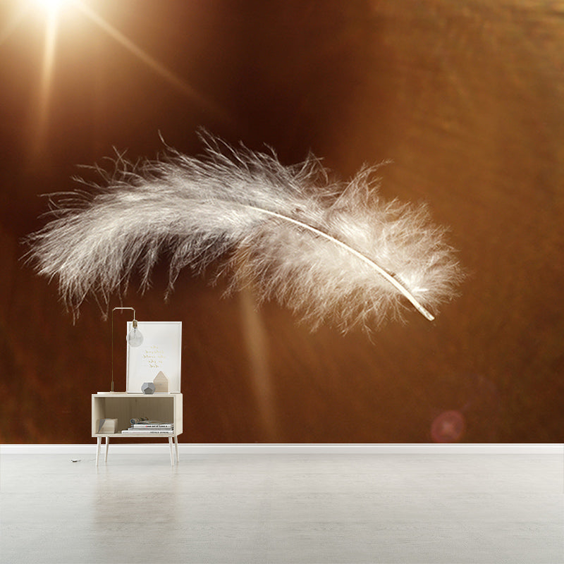 Contemporary Photography Wallpaper Moisture Resistant Feather Living Room Wall Mural