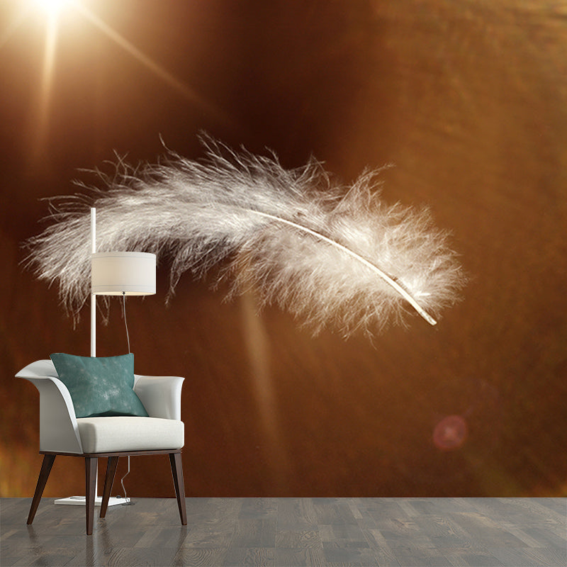 Contemporary Photography Wallpaper Moisture Resistant Feather Living Room Wall Mural