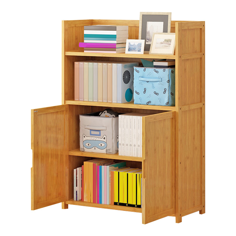 Modern Vertical Wood Book Shelf Brown Closed Back Shelf Bookcase for Study Room