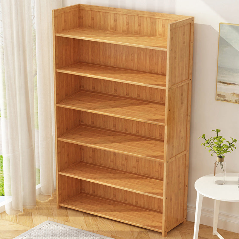 Modern Vertical Wood Book Shelf Brown Closed Back Shelf Bookcase for Study Room