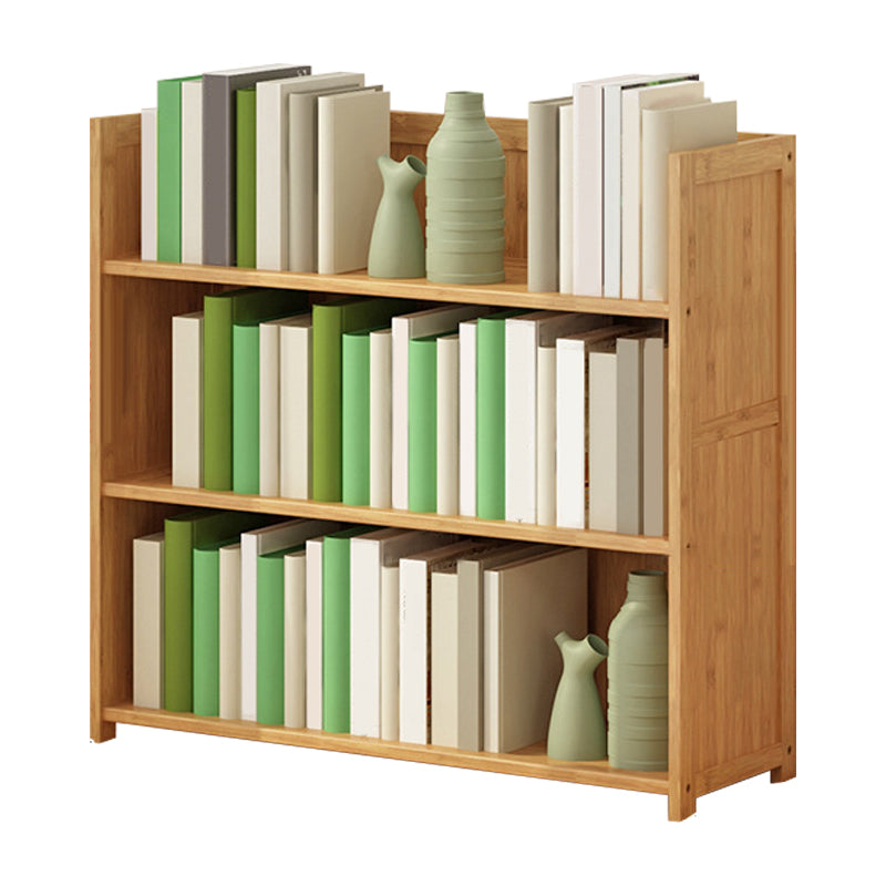 Modern Vertical Wood Book Shelf Brown Closed Back Shelf Bookcase for Study Room