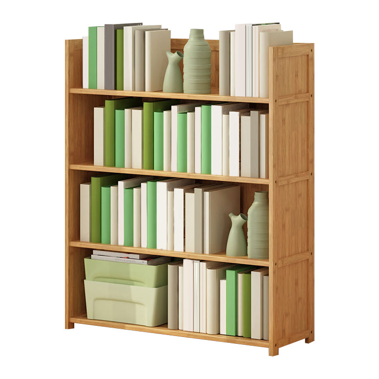 Modern Vertical Wood Book Shelf Brown Closed Back Shelf Bookcase for Study Room