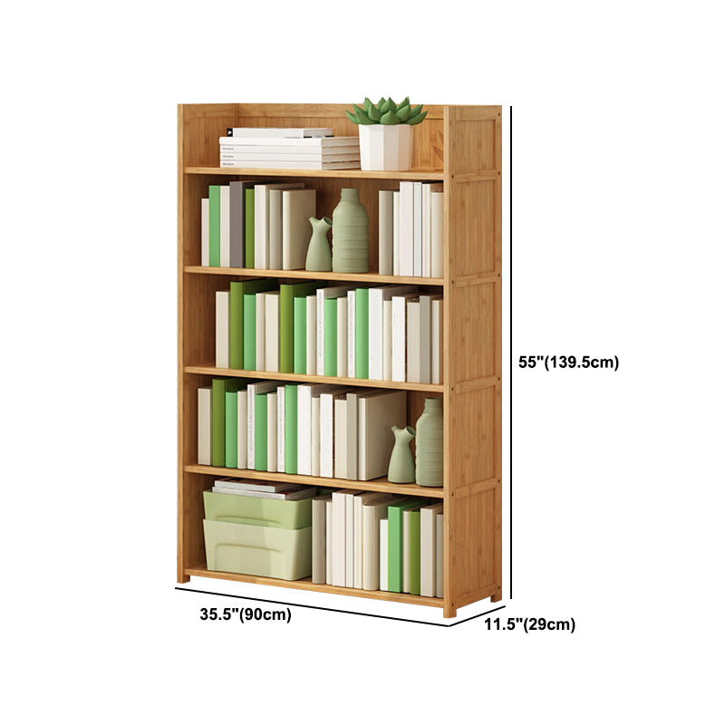 Modern Vertical Wood Book Shelf Brown Closed Back Shelf Bookcase for Study Room