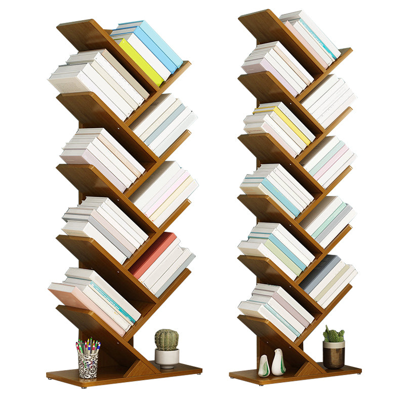 Modern Bamboo Bookshelf Geometric Closed Back Vertical Bookcase