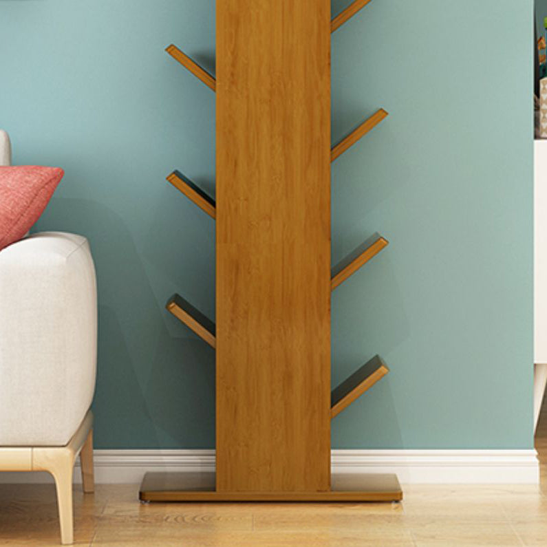 Modern Bamboo Bookshelf Geometric Closed Back Vertical Bookcase