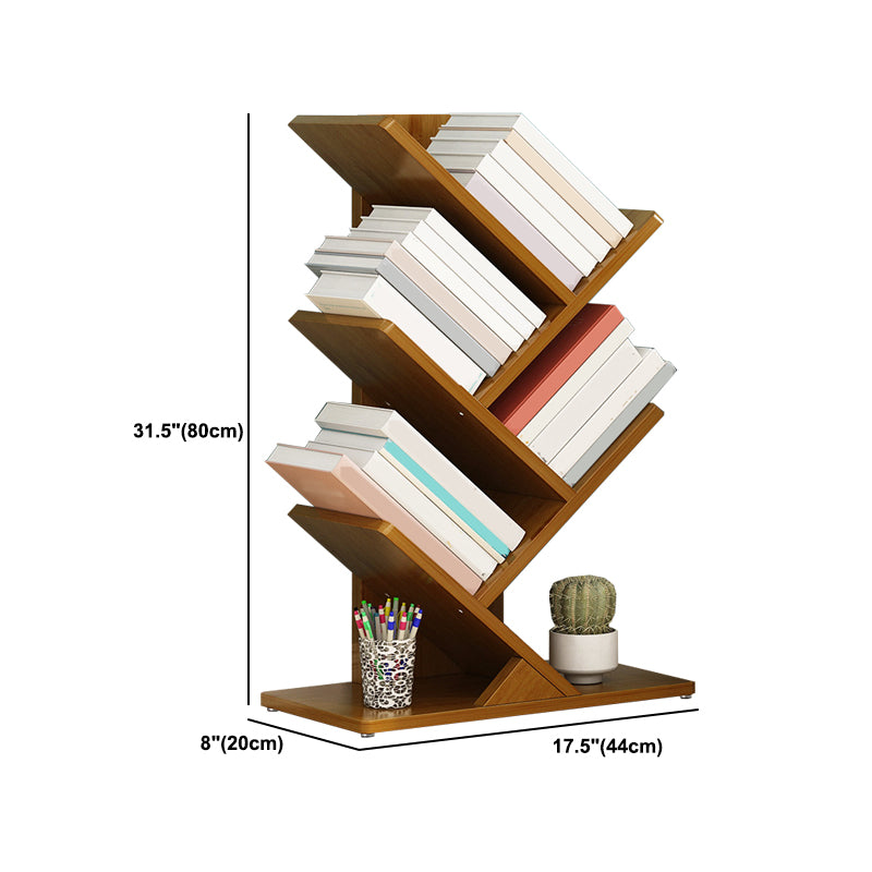 Modern Bamboo Bookshelf Geometric Closed Back Vertical Bookcase