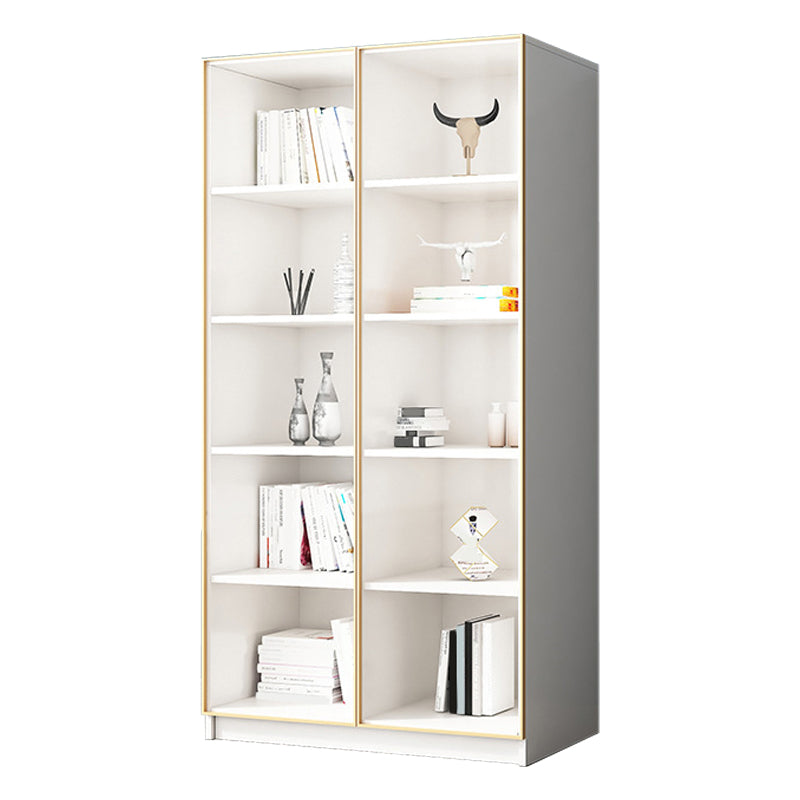 Modern Engineered Wood Bookshelf Standard Closed Back Vertical Bookcase with Doors