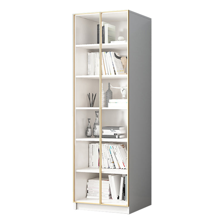 Modern Engineered Wood Bookshelf Standard Closed Back Vertical Bookcase with Doors