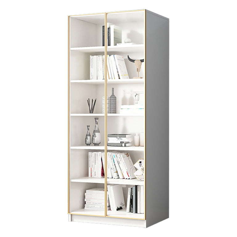 Modern Engineered Wood Bookshelf Standard Closed Back Vertical Bookcase with Doors
