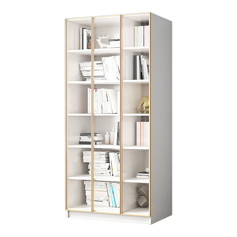Modern Engineered Wood Bookshelf Standard Closed Back Vertical Bookcase with Doors