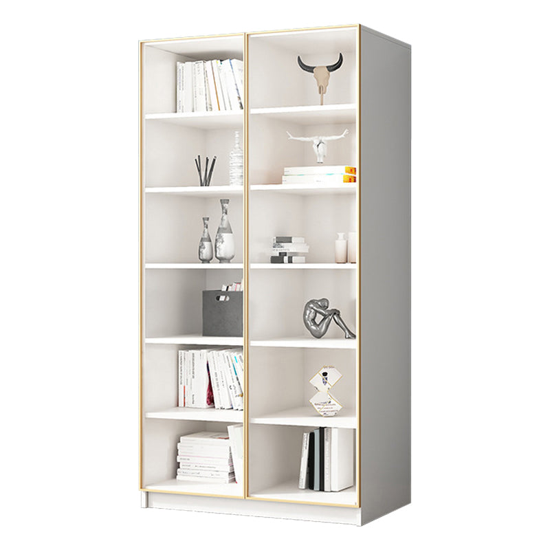 Modern Engineered Wood Bookshelf Standard Closed Back Vertical Bookcase with Doors