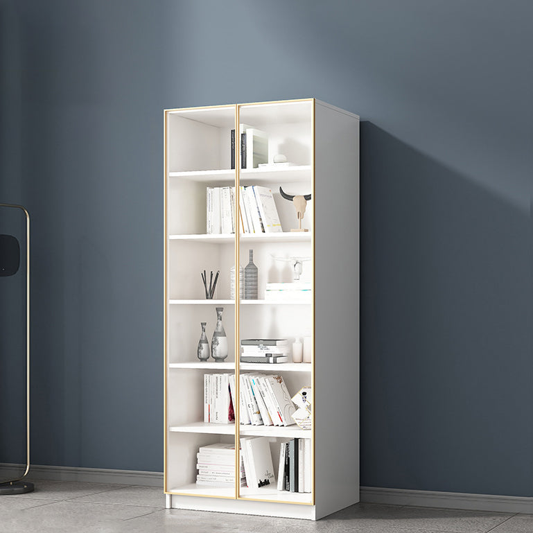 Modern Engineered Wood Bookshelf Standard Closed Back Vertical Bookcase with Doors