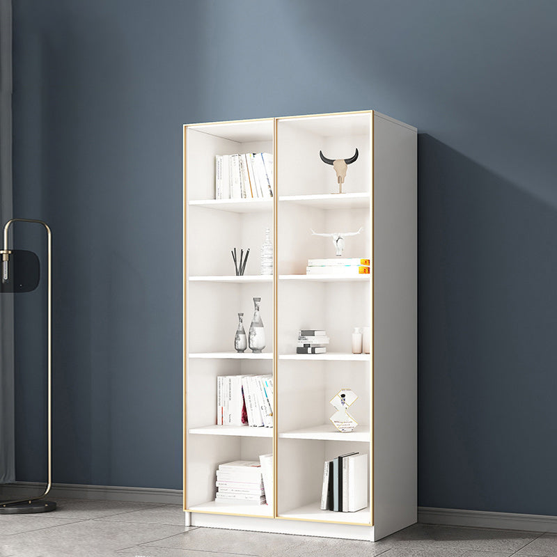 Modern Engineered Wood Bookshelf Standard Closed Back Vertical Bookcase with Doors