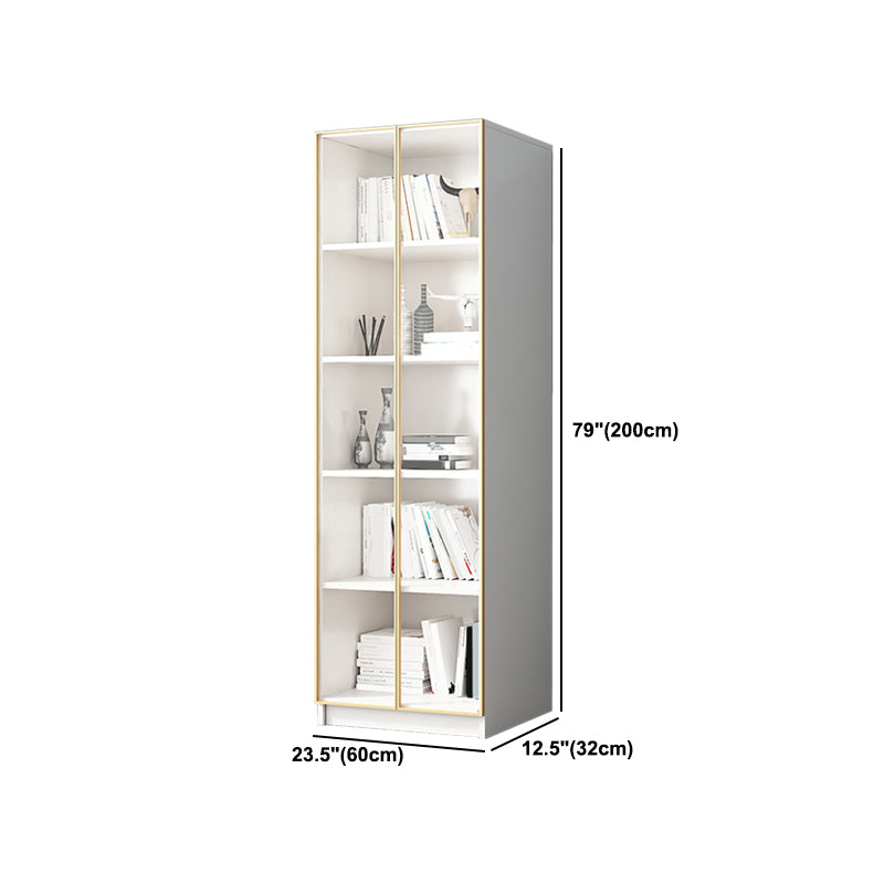 Modern Engineered Wood Bookshelf Standard Closed Back Vertical Bookcase with Doors