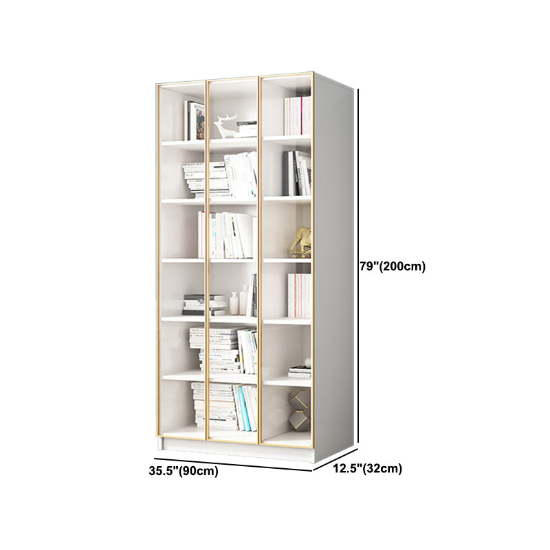 Modern Engineered Wood Bookshelf Standard Closed Back Vertical Bookcase with Doors