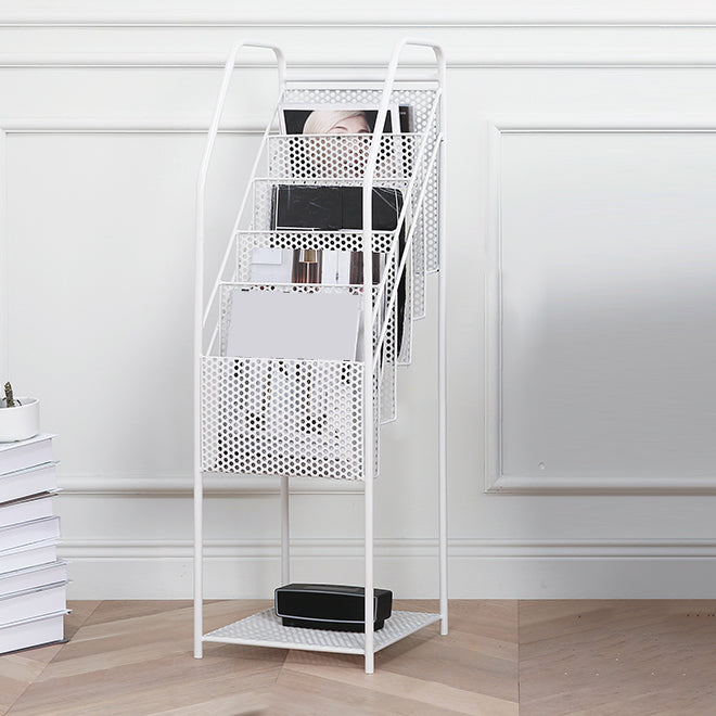 Modern Metal Bookshelf Geometric Closed Back Vertical Bookcase in Burnish