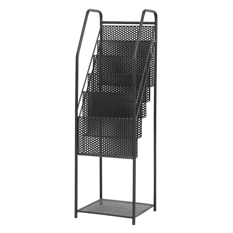 Modern Metal Bookshelf Geometric Closed Back Vertical Bookcase in Burnish