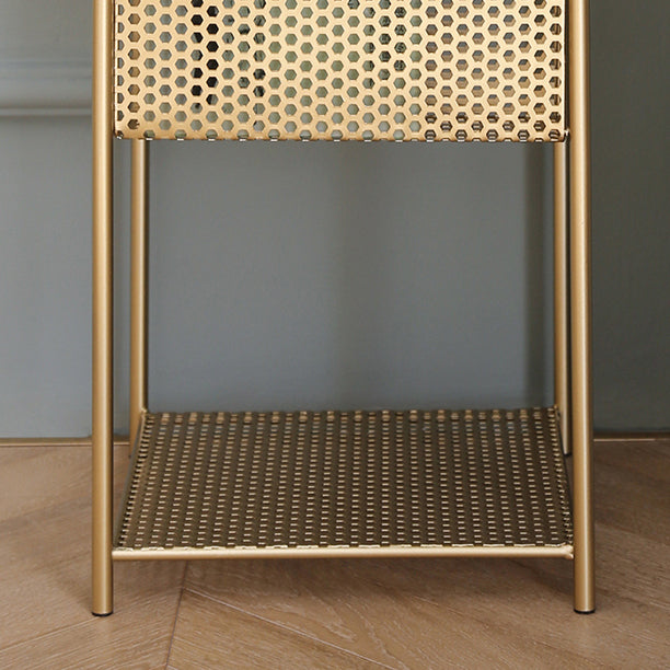 Modern Metal Bookshelf Geometric Closed Back Vertical Bookcase in Burnish