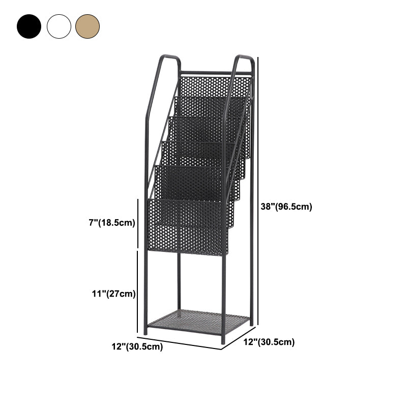 Modern Metal Bookshelf Geometric Closed Back Vertical Bookcase in Burnish