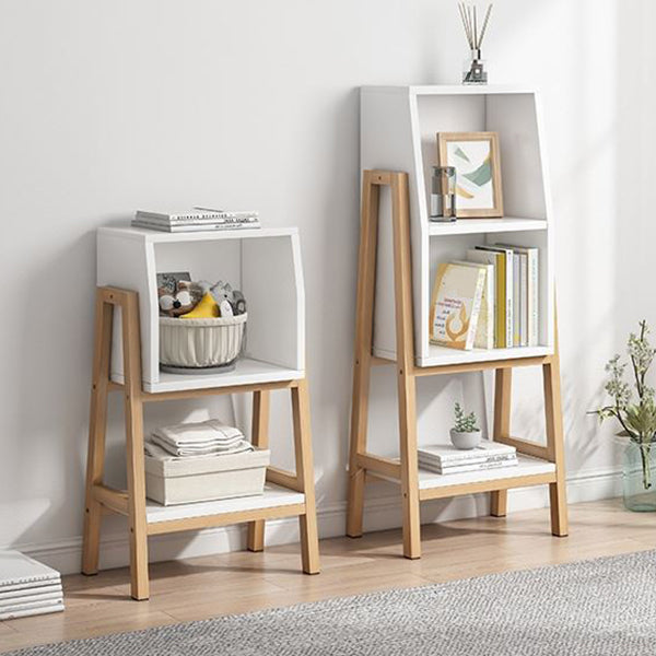 Modern Ladder Book Case 11" W Vertical Engineered Wood Open Bookcase for Home