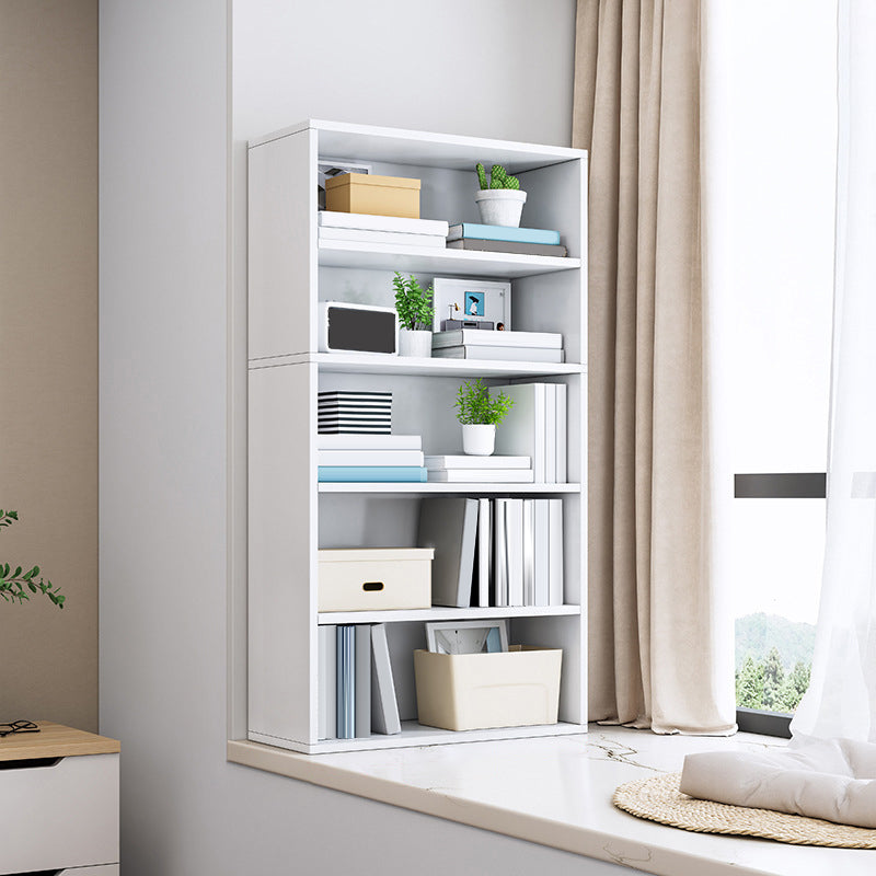 Modern Engineered Wood Bookshelf Standard Vertical Bookcase in Burnish