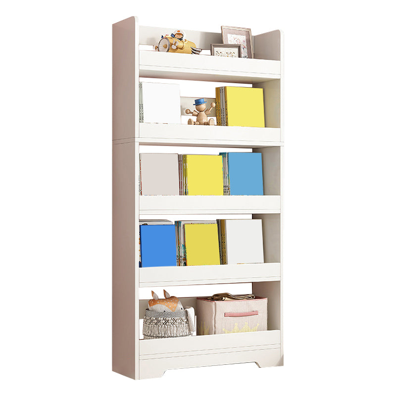 Modern Engineered Wood Bookshelf Standard Vertical Bookcase in Burnish