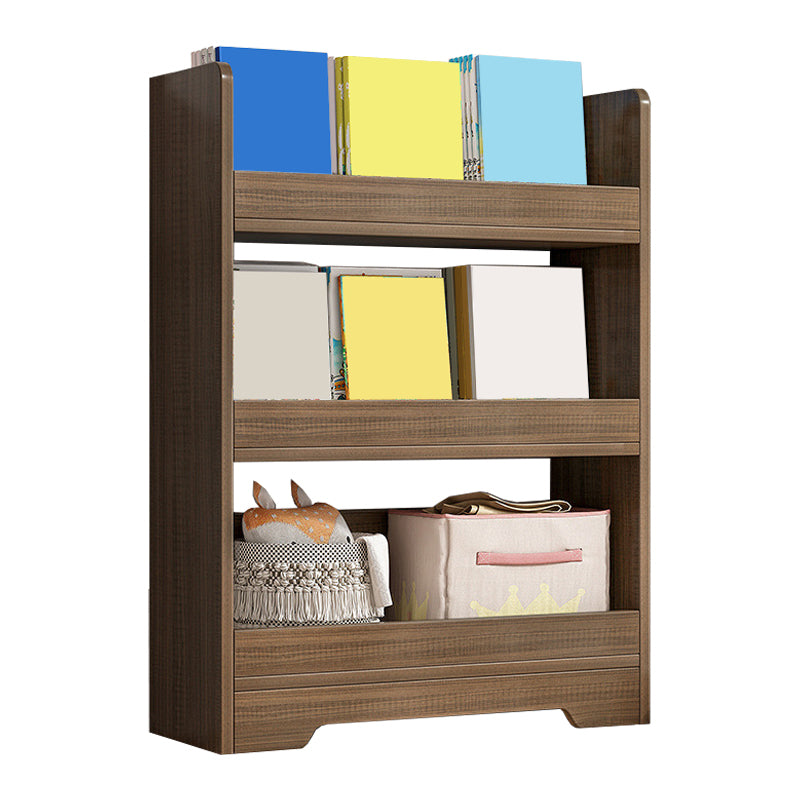 Modern Engineered Wood Bookshelf Standard Vertical Bookcase in Burnish