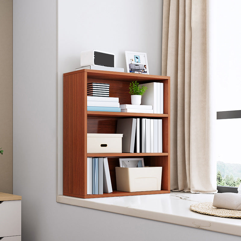 Modern Engineered Wood Bookshelf Standard Vertical Bookcase in Burnish