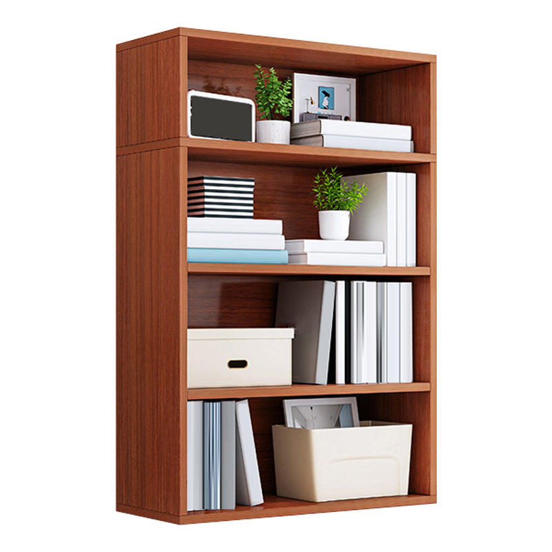 Modern Engineered Wood Bookshelf Standard Vertical Bookcase in Burnish