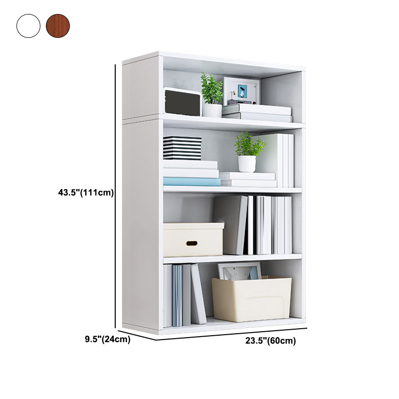 Modern Engineered Wood Bookshelf Standard Vertical Bookcase in Burnish