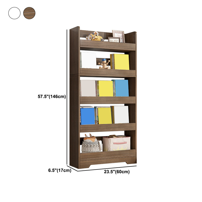 Modern Engineered Wood Bookshelf Standard Vertical Bookcase in Burnish