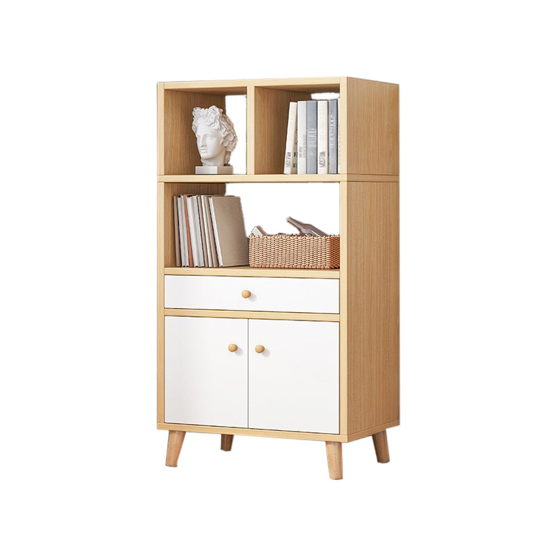 Engineered Wood Standard Bookshelf Matte Finish Shelf Bookcase with Doors