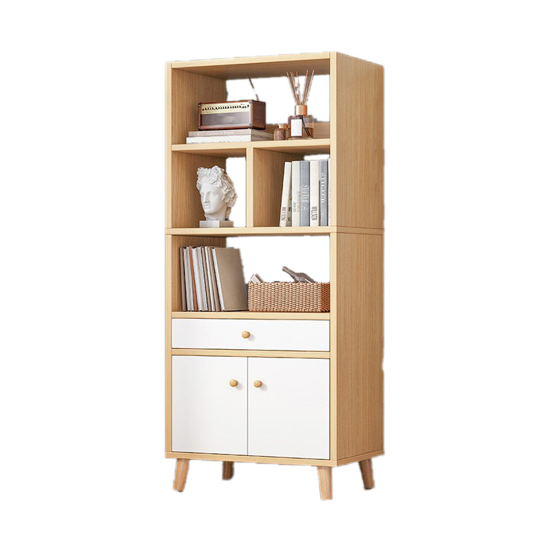 Engineered Wood Standard Bookshelf Matte Finish Shelf Bookcase with Doors